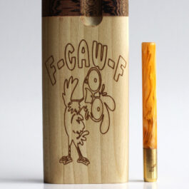 4" Rainbow Poplar Engraved Dugout-Swivel Lid-One Hitter Pipe included