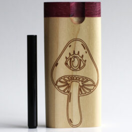 4" Rainbow Poplar Engraved Dugout-Swivel Lid-One Hitter Pipe included
