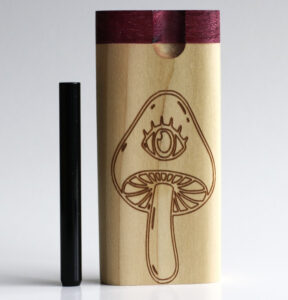 4" Rainbow Poplar Engraved Dugout-Swivel Lid-One Hitter Pipe included