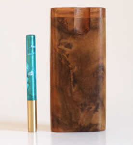 Teak Swivel Lid Dugout & One Hitter-Classy Handcrafted American Stash Box