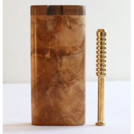 Teak Swivel Lid Dugout & One Hitter-Classy Handcrafted American Stash Box