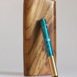 Teak Wood Dugout & One Hitter-4″ Slider Lid-American Crafted Stash Box-one of a kind