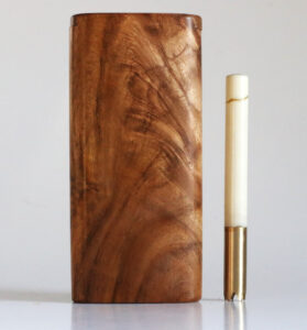 Teak Wood Dugout & One Hitter-4" Slider Lid-American Crafted Stash Box-one of a kind