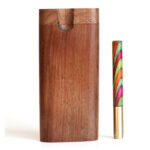 4″ Walnut Swivel Lid Dugout & One hitter pipe-American Made by Better Life