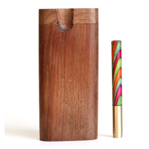 4" Walnut Swivel Lid Dugout & One hitter pipe-American Made by Better Life