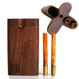 4″ Walnut Double Hitter Dugout & Glass Pipe-American Crafted Dugout