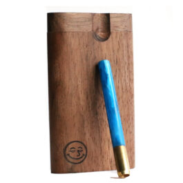 Walnut Wood Dugout & Ebony Brass Pipe-American Crafted Stash Box-Extra Storage