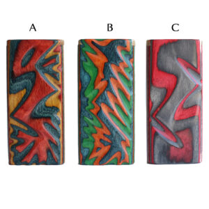 4" Slider Lid Diamond Wood Dugouts & One Hitter Pipes-Colorful Etched Stash Box