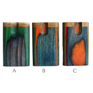 3" Swivel Lid Diamond Wood Dugouts & One Hitter Pipes-Colorful Small Stash Box