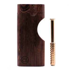 4" Wenge Swivel Lid Dugout & One hitter pipe-American Made by Better Life-Locking Lid