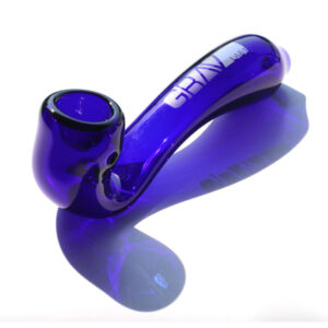 6" Grav Sherlock Glass Pipe-Cobalt Blue-Large Thick Glass Grav Smoking Pipe