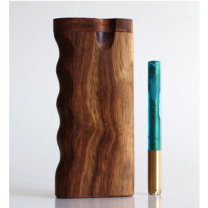 Caribbean Rosewood Swivel Lid Dugout & One Hitter-Classy Handcrafted American Stash Box