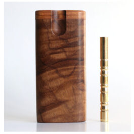 Teak Wood Dugout & One Hitter-4" Swivel Lid-American Crafted Stash Box-one of a kind