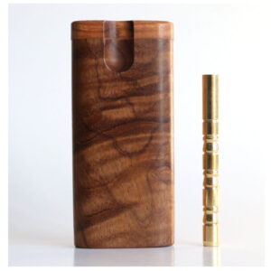 Teak Wood Dugout & One Hitter-4" Swivel Lid-American Crafted Stash Box-one of a kind