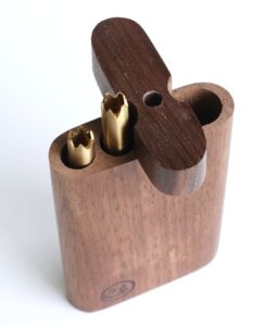 4" Walnut Double Hitter Dugout & Glass Pipe-American Crafted Dugout