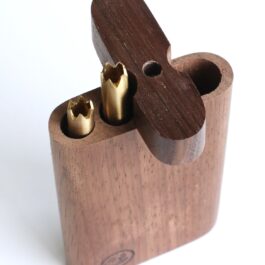 4" Walnut Double Hitter Dugout & Glass Pipe-American Crafted Dugout