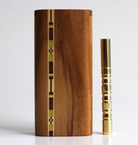 One of a Kind Teak Wood Dugout & One Hitter-Inlay Design
