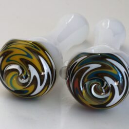 4″ White Glass Spoon Pipes-Psychedelic Spiral Face