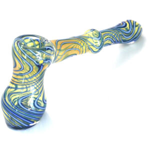 Large Hammer Bubbler-Blue Swirl Glass-5.5"