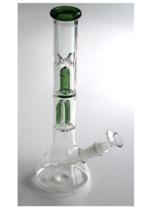 12" Clear Glass Bong-Slider & Herb Bowl-Green Accents-Top quality Table top water beaker-bong-glass pipe