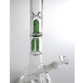 12″ Clear Glass Bong-Slider & Herb Bowl-Green Accents-Top quality Table top water beaker-bong-glass pipe